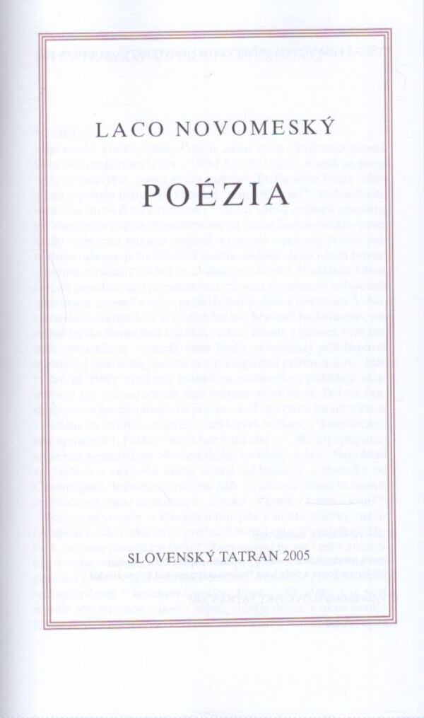 Laco Novomeský: LACO NOVOMESKÝ - POÉZIA