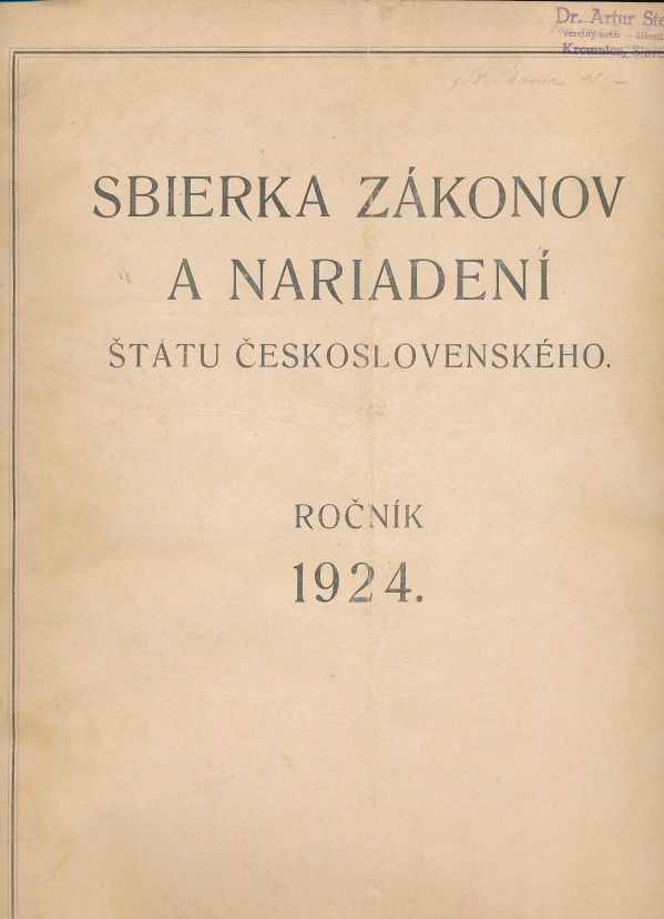SBIERKA ZÁKONOV A NARIADENÍ ŠTÁTU ČESKOSLOVENSKÉHO-1924
