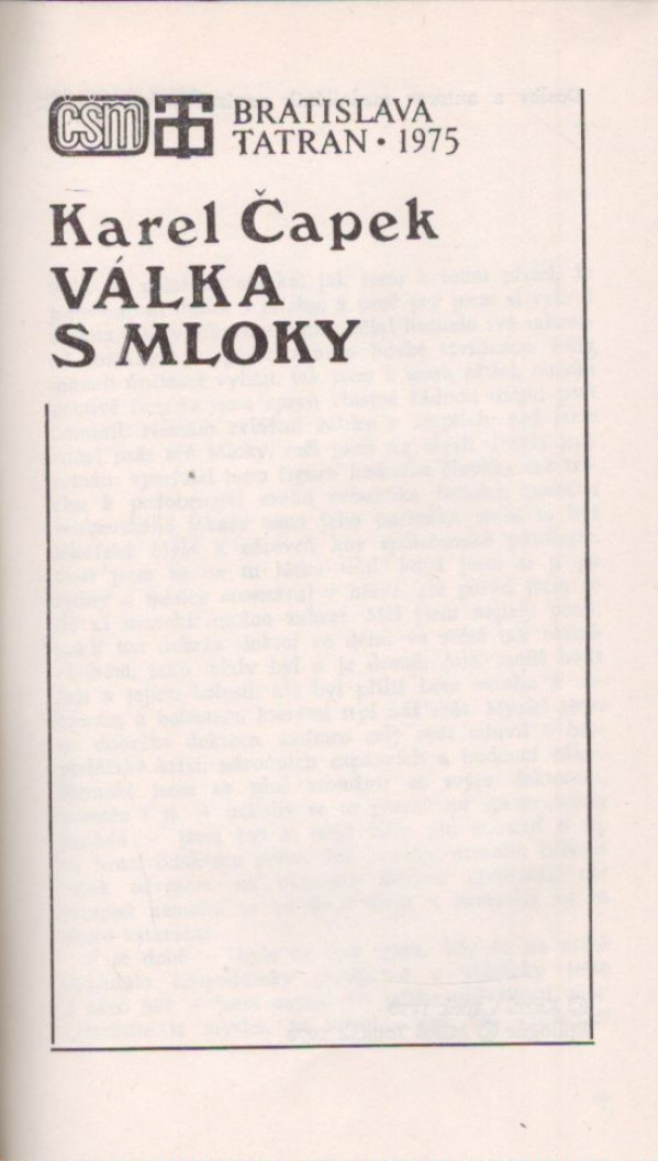 Karel Čapek: VÁLKA S MLOKY