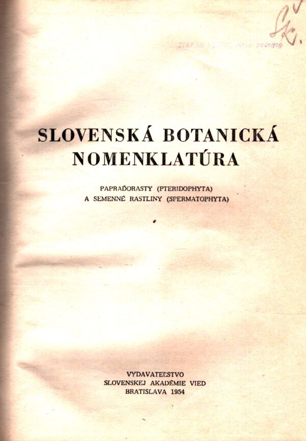 SLOVENSKÁ BOTANICKÁ NOMENKLATÚRA