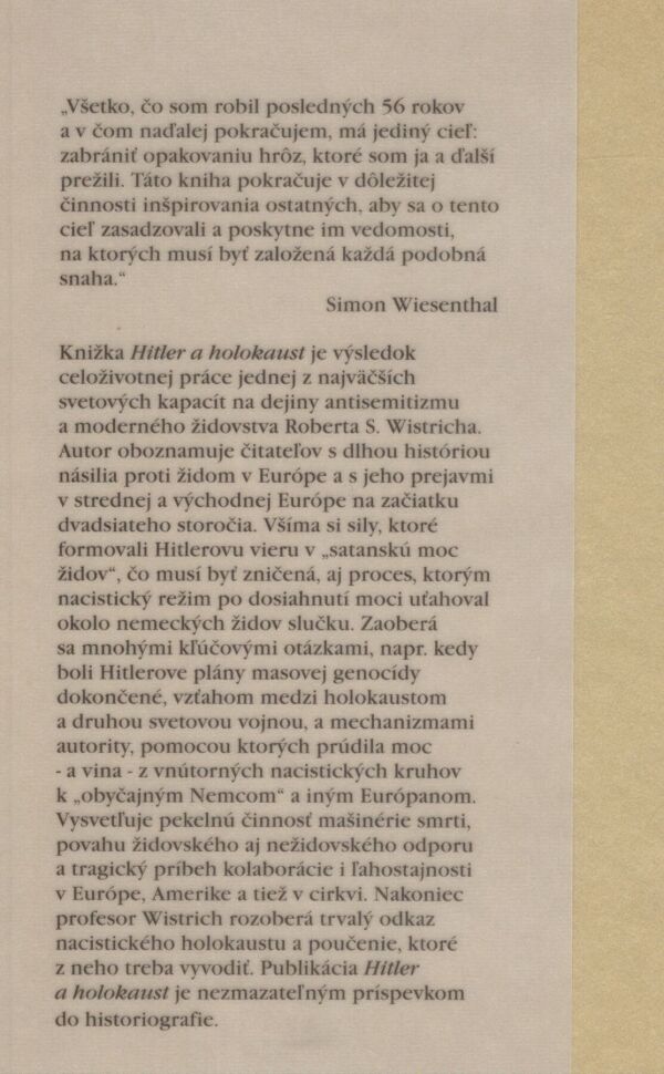 Robert S. Wistrich: HITLER A HOLOKAUST