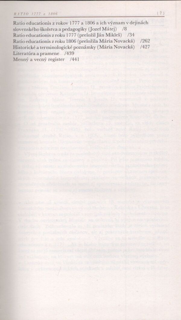 RATIO EDUCATIONIS 1777 A 1806