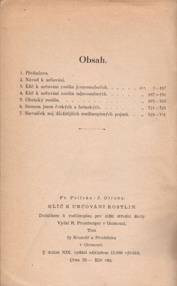 Fr. Polívka, J. Otruba: KLÍČ K URČOVÁNÍ ROSTLIN