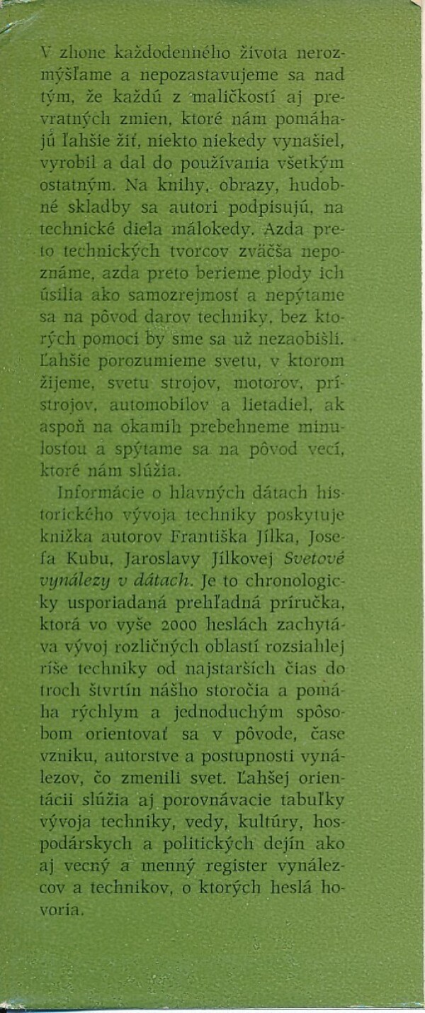 František Jílek, Josef Kuba, Jaroslava Jílková: SVETOVÉ VYNÁLEZY V DÁTACH