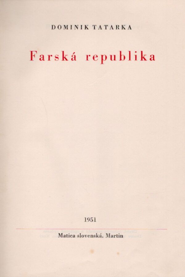 Dominik Tatarka: FARSKÁ REPUBLIKA