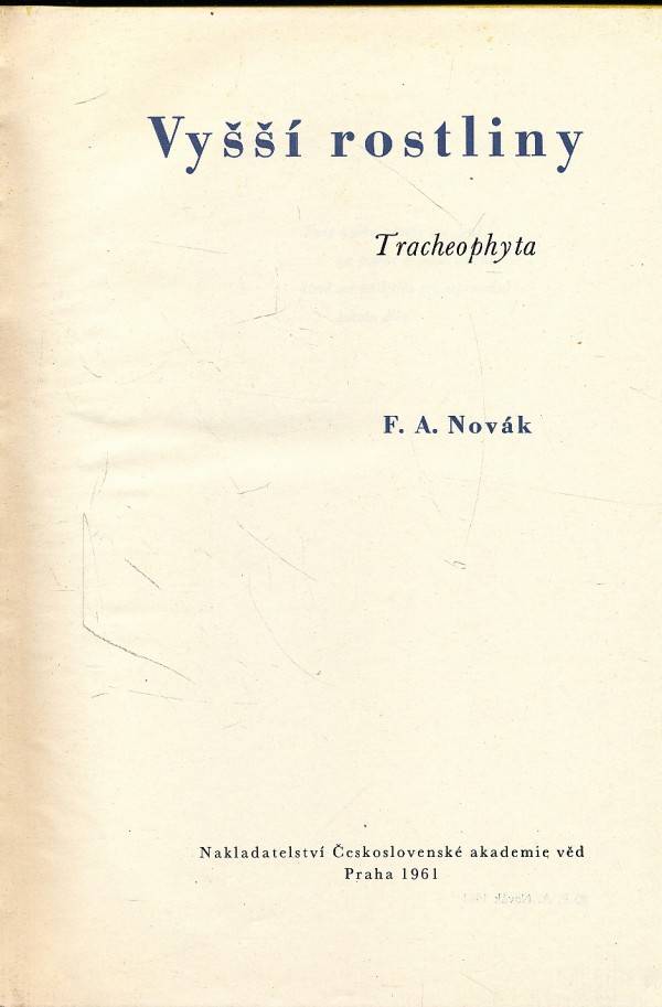 F.A. Novák: VYŠŠÍ ROSTLINY