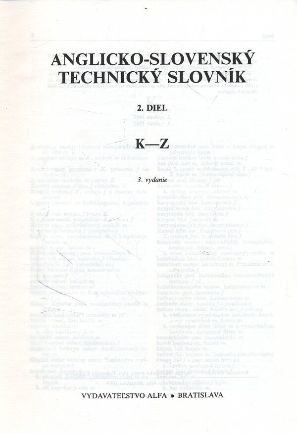 ANGLICKO-SLOVENSKÝ TECHNICKÝ SLOVNÍK K-Z