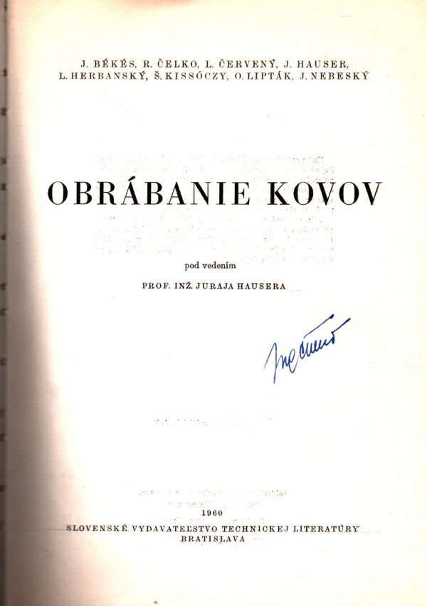 Juraj Hauser: OBRÁBANIE KOVOV