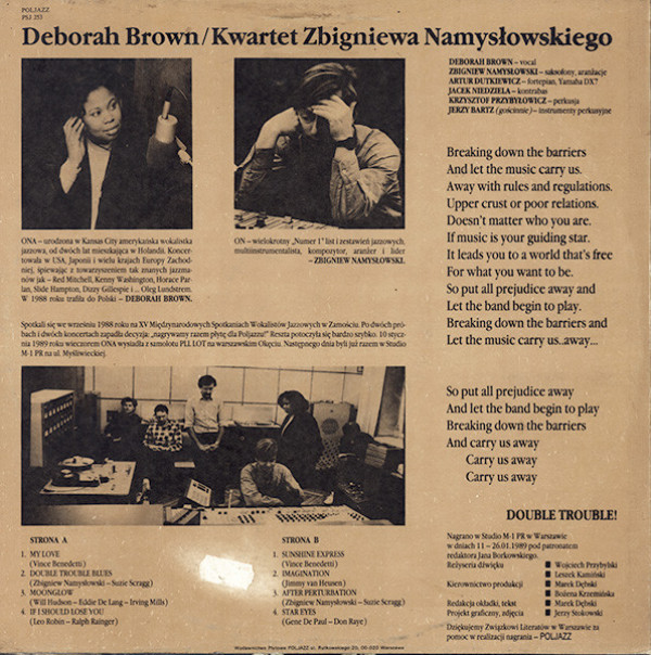 Deborah Brown, Zbigniewa Namyslowskiego Kwartet: DOUBLE TROUBLE - LP