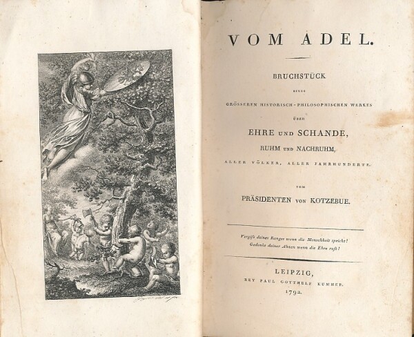 von August Katzebue: VOM ADEL. BRUCHSTUCK EINES GROSSEREN HISTORISCH - PHILOSOPHISCHEN WERKES
