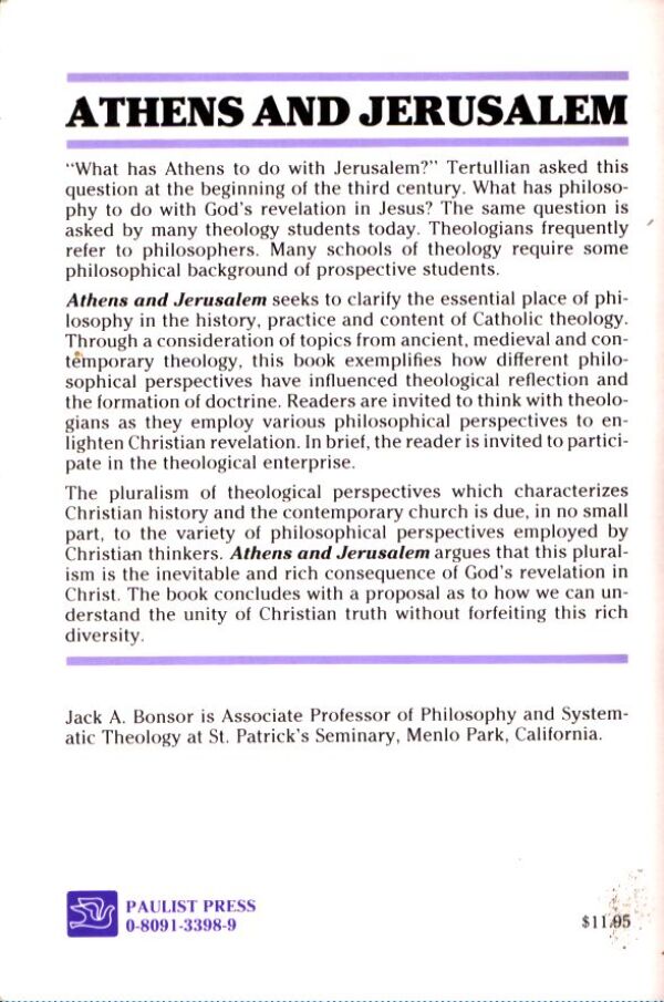 Jack A. Bonsor: ATHENS AND JERUSALEM