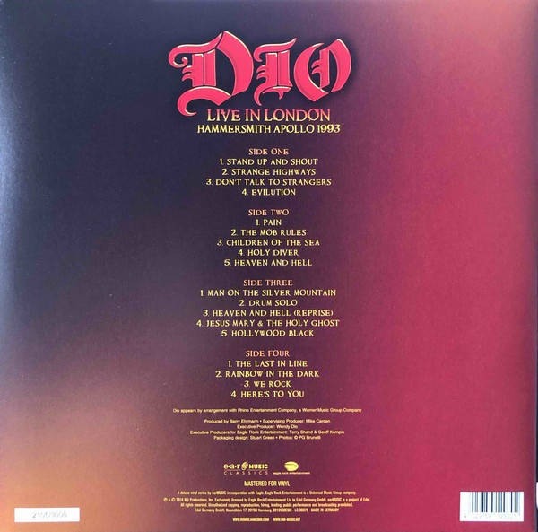 Dio: LIVE IN LONDON HAMMERSMITH APOLLO 1993 - 2 LP