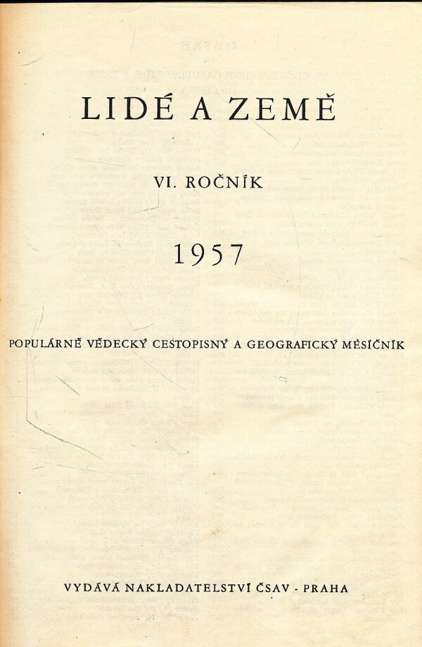 LIDÉ A ZEMĚ 1957 - VI.ROČNÍK