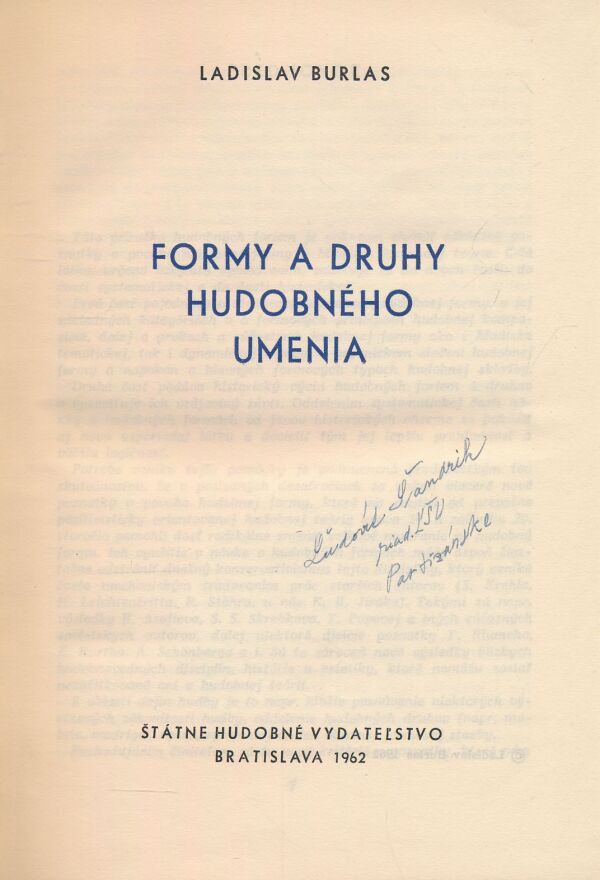 Ladislav Burlas: Formy a druhy hudobného umenia