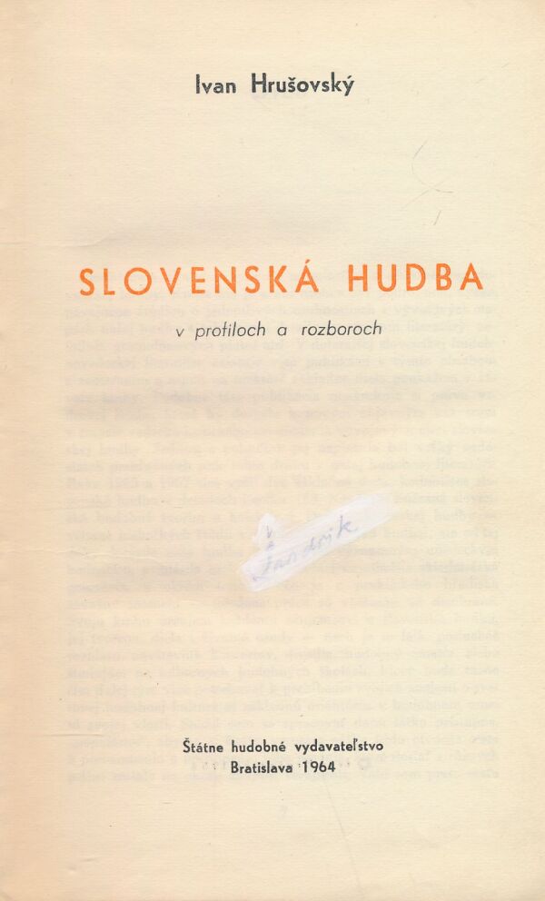 Ivan Hrušovský: Slovenská hudba v profiloch a rozboroch