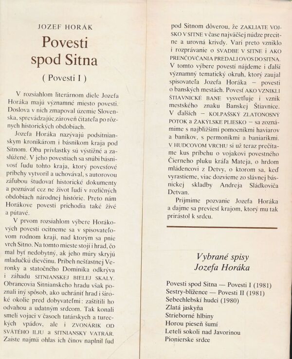 Jozef Horák: Povesti spod Sitna