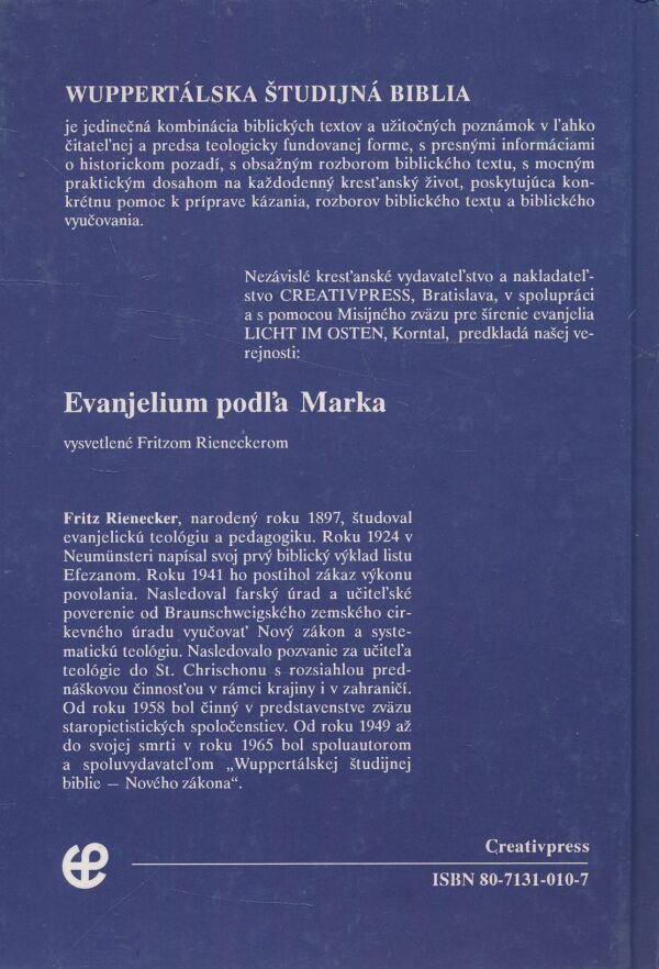 Fritz Rienecker: Evanjelium podľa Marka