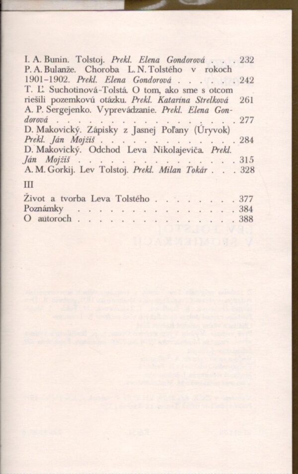 LEV TOLSTOJ V SPOMIENKACH
