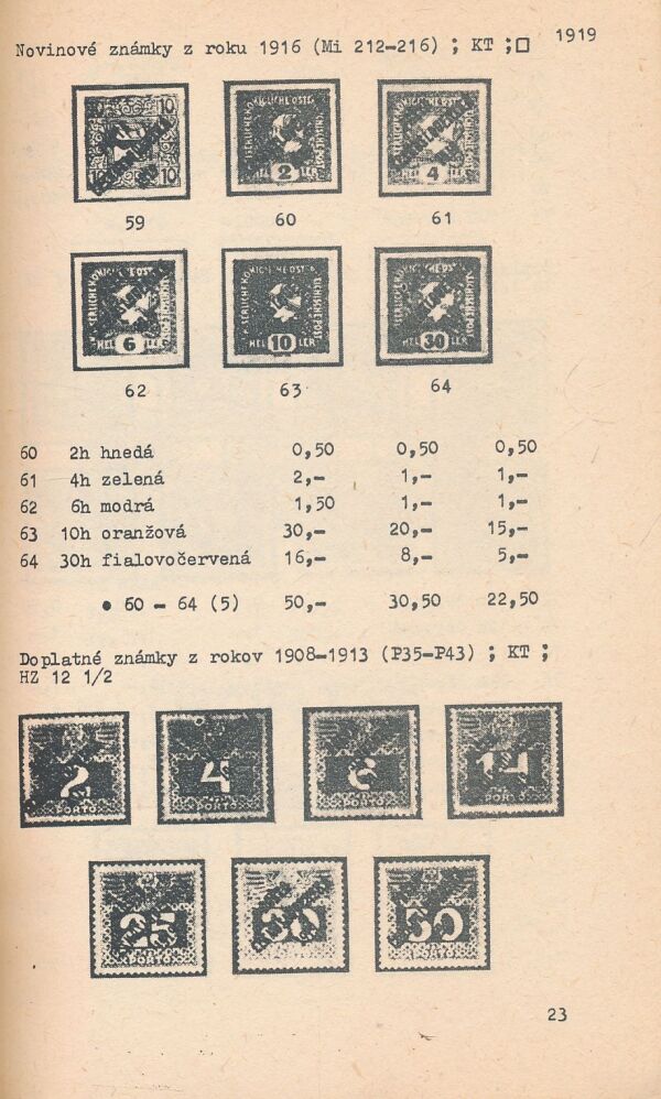 Katalóg československých poštových známok 1918 - 1939