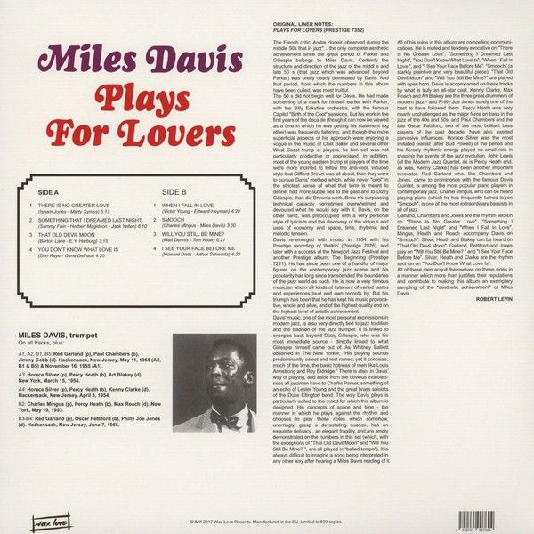 Miles Davis: PLAYS FOR LOVERS - LP