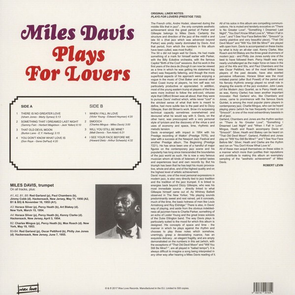 Miles Davis: PLAYS FOR LOVERS - LP