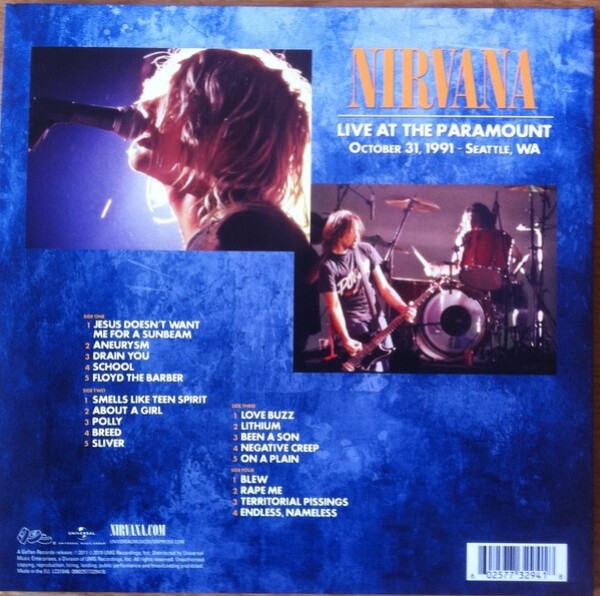 Nirvana: LIVE AT THE PARAMOUNT - 2 LP