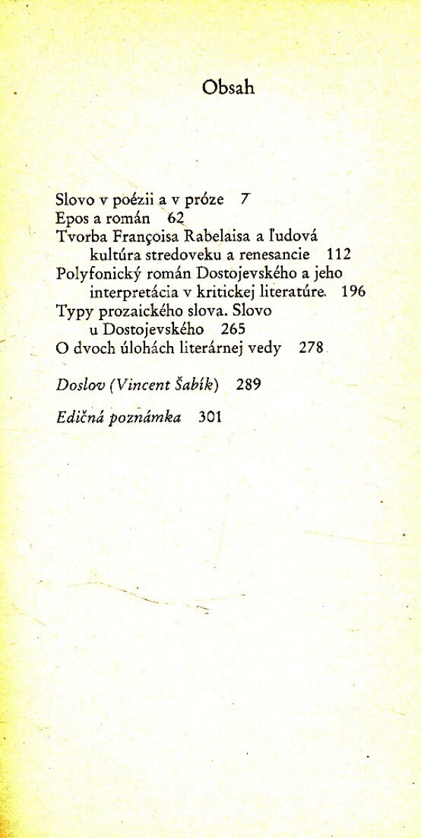 M. M. Bachtin: PROBLÉMY POETIKY ROMÁNU