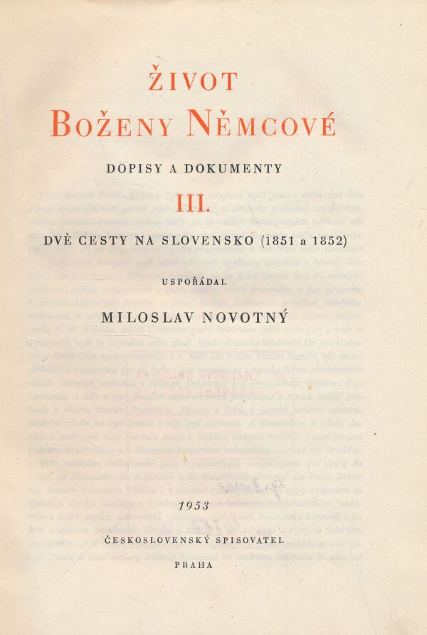 Miloslav NOvotný: Život Boženy Němcové