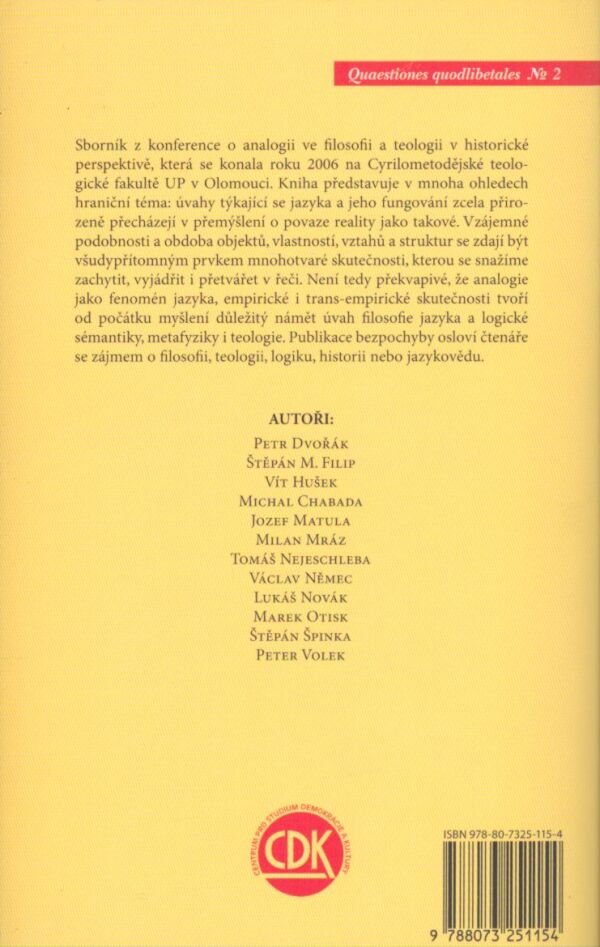Petr Dvořák: ANALOGIE VE FILOSOFII A TEOLOGII