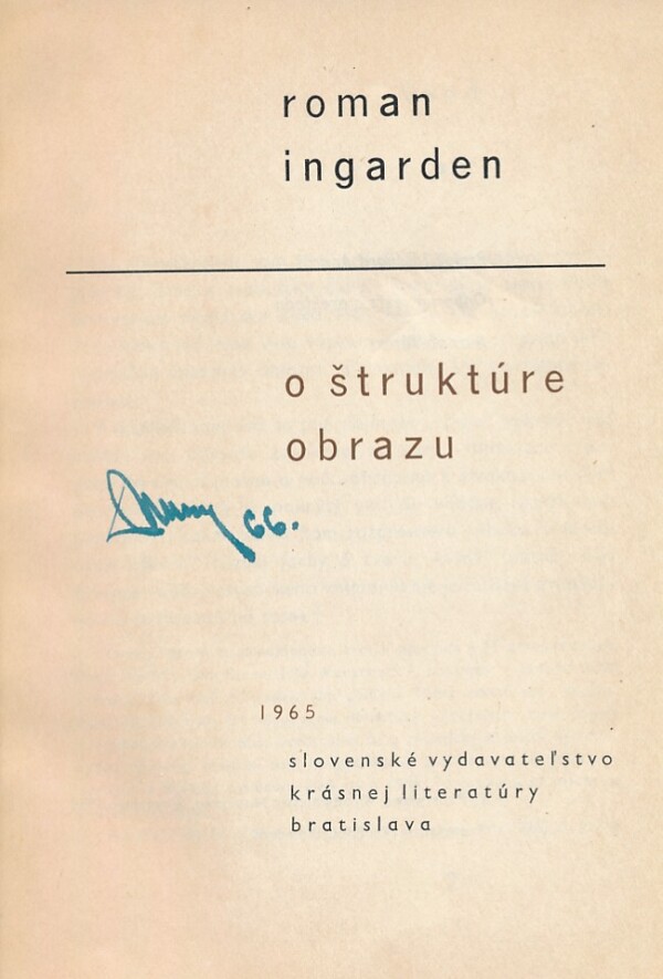 Roman Ingarden: O ŠTRUKTÚRE OBRAZU