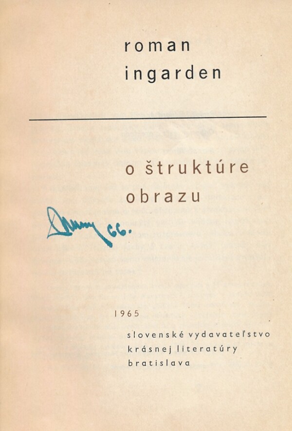 Roman Ingarden: O ŠTRUKTÚRE OBRAZU