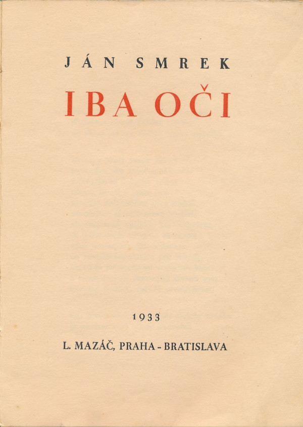 Ján Smrek: IBA OČI