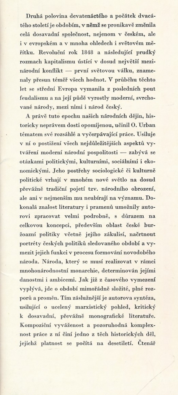 Otto Urban: ČESKÁ SPOLEČNOST 1848 - 1918