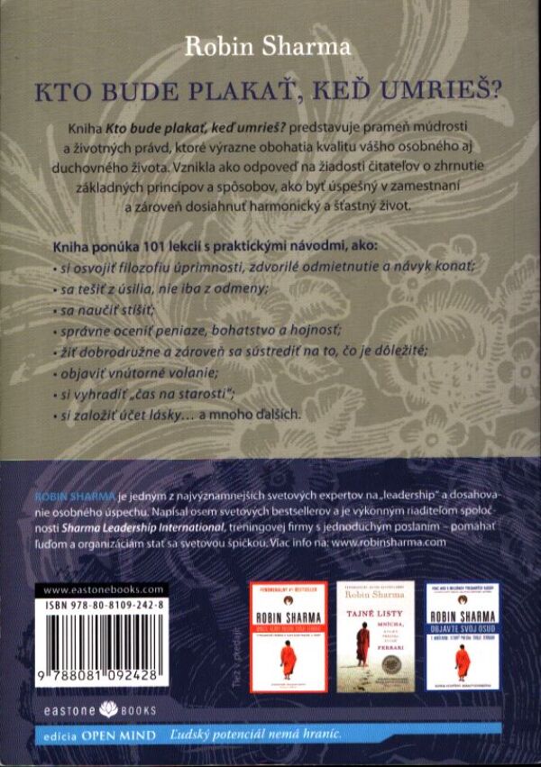 Robin Sharma: KTO BUDE PLAKAŤ, KEĎ UMRIEŠ?
