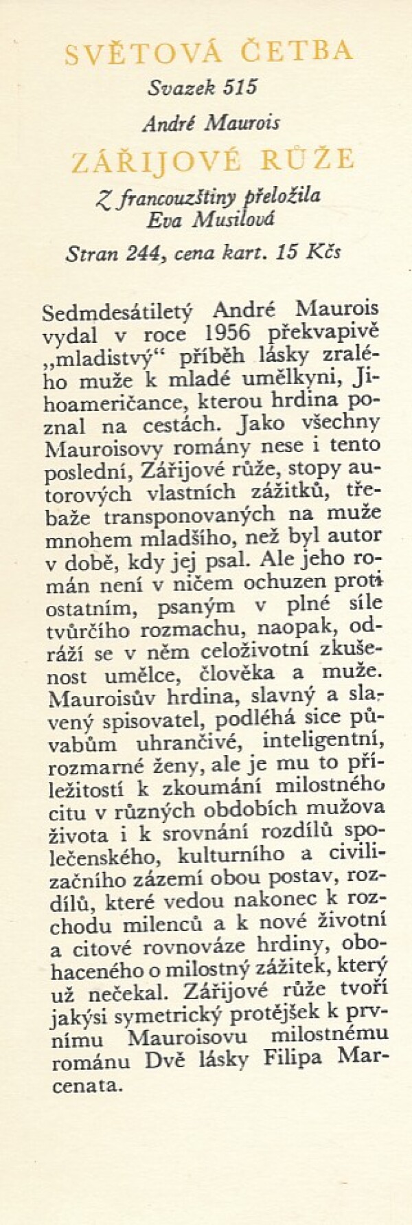 André Maurois: ZÁŘIJOVÉ RŮŽE