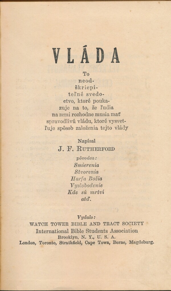 J.F. Rutherford: VLÁDA