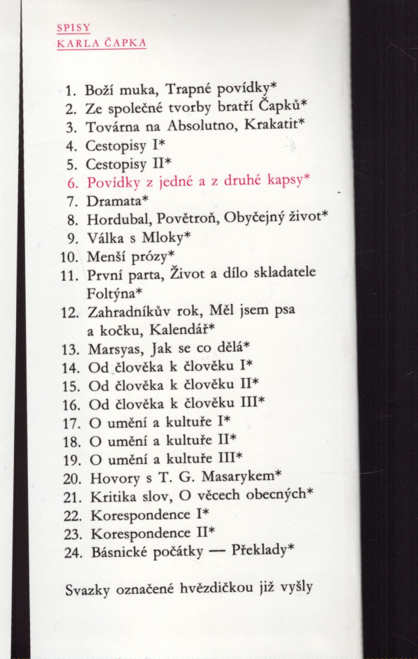 Karel Čapek: POVÍDKY Z JEDNÉ A Z DRUHÉ KAPSY