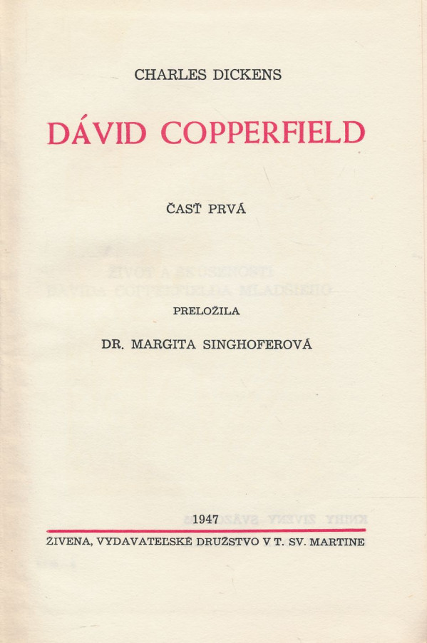Charles Dickens: Dávid Copperfield I.