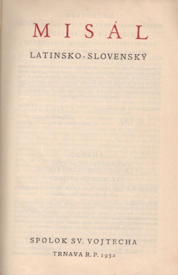 MISÁL LATINSKO-SLOVENSKÝ