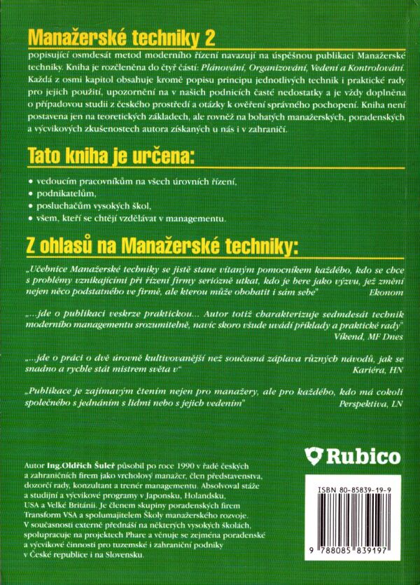Oldřich Šuleř: MANAŽERSKÉ TECHNIKY II