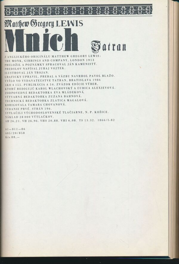 Charles Robert Maturin, Matthew Gregory Lewis: Pútnik Melmoth. Mních.