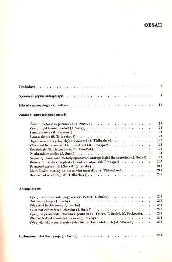 V. Fetter, M. Prokopec, J. Suchý, S. Titlbachová: ANTROPOLOGIE