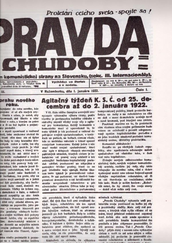 PRAVDA CHUDOBY 1922
