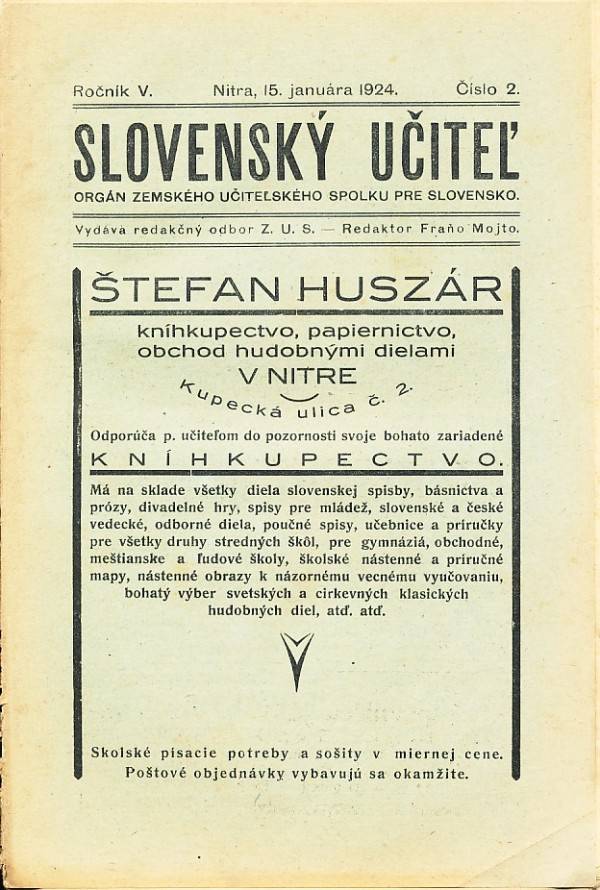 SLOVENSKÝ UČITEĽ - ROČNÍK V. - 1924