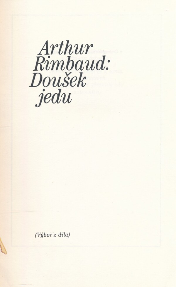 Arthur Rimbaud: DOUŠEK JEDU