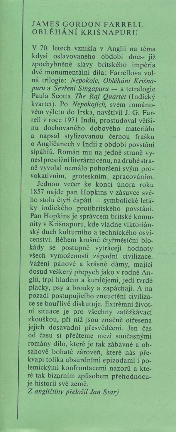 James Gordon Farrell: Obléhání Krišnapuru