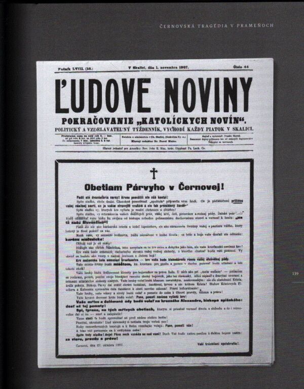 R. Letz, Ľ. Hromják, P. Stano: ČERNOVÁ 1907