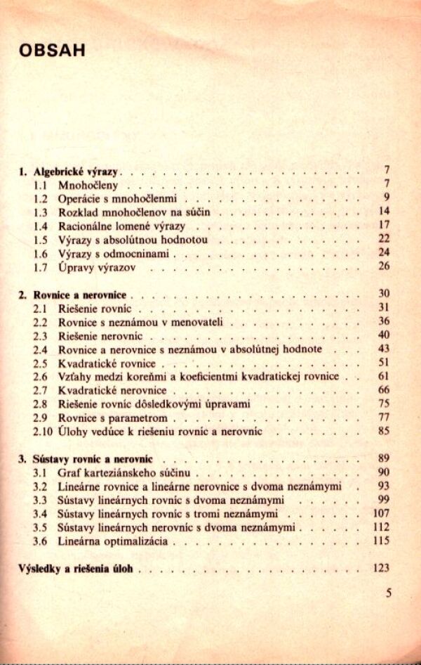 J. Smida, kol: MATEMATIKA - ALGEBRA, ROVNICE A NEROVNICE