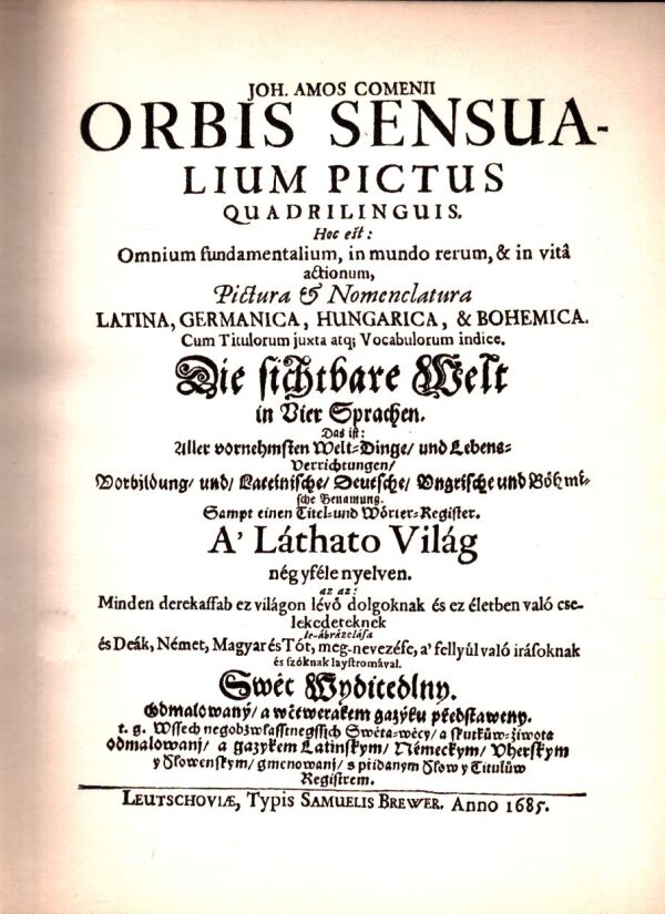 J. A. Komenský: ORBIS SENSUALIUM PICTUS