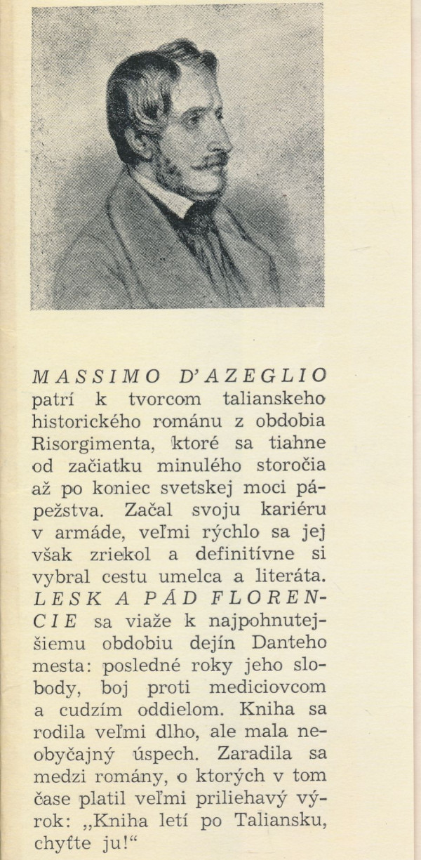 Massimo d‘Azeglio: Lesk a pád Florencie